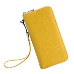 M.lemo925 Geldbörse aus echtem Leder für Männer und Frauen, RFID-blockierend, lange Geldbörse mit Kreditkartenhalter, Clutch-Geldbörse, gelb von M.lemo925