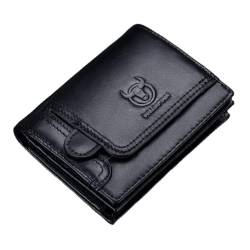 M.lemo925 Geldbörsen aus echtem Leder für Herren – RFID-blockierend, kurze Falttasche, Kreditkartenetui, Schwarz + Geschenkbox von M.lemo925