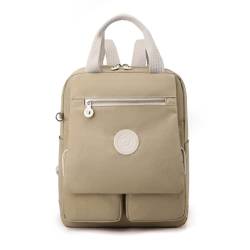 M.lemo925 Großer Rucksack für Damen, mehrere Reißverschlusstaschen, Nylon, Tagesrucksack, modischer Reiserucksack, Beige von M.lemo925
