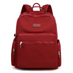 M.lemo925 Großer Rucksack für Damen, mehrere Reißverschlusstaschen, Nylon, Tagesrucksack, modischer Reiserucksack, Rot/Ausflug, einfarbig (Getaway Solids) von M.lemo925