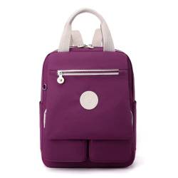 M.lemo925 Großer Rucksack für Damen, mehrere Reißverschlusstaschen, Nylon, Tagesrucksack, modischer Reiserucksack, Violett von M.lemo925