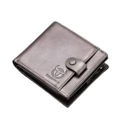 M.lemo925 Herren-Geldbörse aus echtem Leder mit RFID-Blockierung, Reißverschluss und Kreditkartenfach, Grau + Geschenkbox von M.lemo925