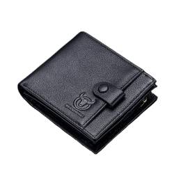 M.lemo925 Herren-Geldbörse aus echtem Leder mit RFID-Blockierung, Reißverschluss und Kreditkartenfach, Schwarz + Geschenkbox von M.lemo925