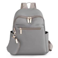 M.lemo925 Nylon-Rucksack für Damen und Herren, modischer College-Tagesrucksack mit hängender Reißverschlusstasche, GRAU von M.lemo925