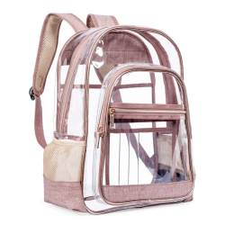 M.lemo925 Transparenter Rucksack, strapazierfähig, PVC, transparent, lässig, große Kapazität für Frauen, Arbeitssicherheit, Pink von M.lemo925