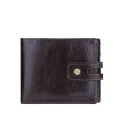 M.lemo925 Vintage Multi-Card Trifold Snap Wallet for Men Leder Slim Card Holder Wallet, Kaffee von M.lemo925