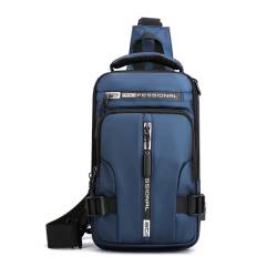 Multifunktionale Brusttasche für Herren, lässiger Rucksack, Nylon, Schultertasche, Tagesrucksack, Schultertasche, Blau von M.lemo925