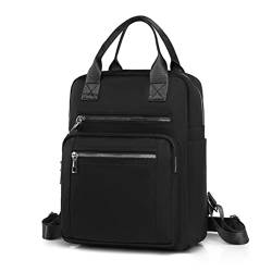 Nylon-Rucksack für, Studenten, Frauen, Tragetasche, große Kapazität, Handtasche, multifunktionaler Reise-Tagesrucksack, Schwarz von M.lemo925