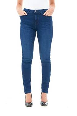M17 Damen 5056242799665 Skinny Fit Jeans Denim Casual Klassische Baumwollhose Hose mit Taschen Reißverschluss (18, Mid Wash Blue) von M17