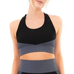 M17 Damen Bra Ladies Textured Panelling Sport-BH, Schwarz, Large von M17