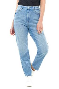 M17 Damen Denim Mom Jeans mit hoher Taille, bequem, lässig, Baumwolle mit Taschen, Mid Blue, 18 von M17