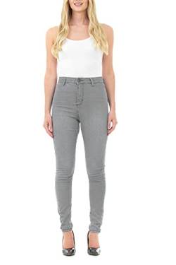 M17 Damen High Waisted Denim Jeans Skinny Fit Casual, Grau (Mid Grey), Herstellergröße 14 von M17