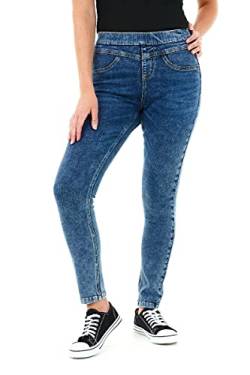 M17 Damen Women Ladies Denim Jeans Jeggings Sculpt Pull On Skinny Fit Casual Cotton Trousers Pants with Pockets, Acid Blue, 12 von M17