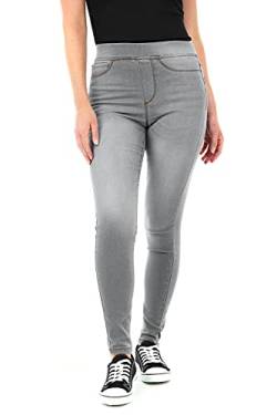 M17 Damen Women Ladies Trousers Pants with Pockets Denim Jeans Jeggings Skinny Fit Classic Casual Hose mit Taschen, Grau (Mid Grey), 54 EU von M17