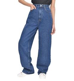 M17 Damen Womens Ladies 90s Wide Leg High Waisted 90er Denim Jeans mit weitem Bein und hoher Taille, Dark Wash Blue, 12 von M17