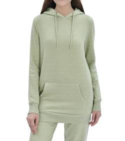 M17 Damen Womens Ladies Plain Hoodie Pullover Longline Hoody Soft Casual Hooded Sweatshirt Top Long Sleeve Jacket Jumper (M, Sage Green), Grün, M von M17