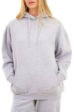 M17 Damen Womens Ladies Recycled Over The Head Hoodie Soft Cosy Sweatshirt Kapuzenpullover aus recyceltem Material, weich, kuschelig, Größe XL, Grau, 46 von M17