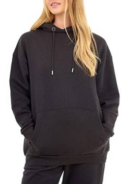 M17 Damen Womens Ladies Recycled Oversized Hoody Soft Cosy, Black Sweatshirt aus recyceltem Material, Übergröße, weich, gemütlich, Größe L, Schwarz, 42 von M17