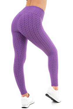 M17 Damen Womens Solid Honeycomb Waffle Leggings, violett, XL von M17