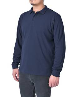 M17 Herren Men's Classic Plain Polo Shirt Long Sleeve Cotton Tee Top Sports Casual Work (L,Navy) Polohemd, Marineblau, L von M17