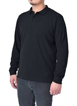 M17 Herren Men's Classic Plain Polo Shirt Long Sleeve Cotton Tee Top Sports Casual Work (XL,Black) Polohemd, Schwarz von M17