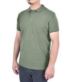 M17 Herren Men's Classic Plain Polo Shirt Short Sleeve Cotton Tee Top Sports Casual Work (M, Khaki) Polohemd, kakigrün, M von M17