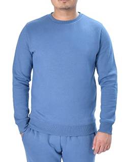 M17 Herren Mens Classic Crew Neck Sweatshirt Sweater Casual Long Sleeve Top Plain Jumper Pullover, klassisch, Rundhalsausschnitt, langärmelig, einfarbig, Größe L, Denim-blau, L von M17