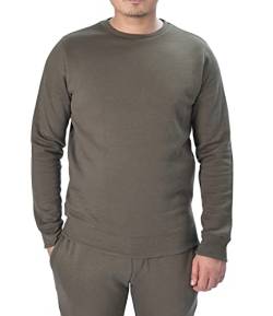 M17 Herren Mens Recycled Classic Crew Neck Sweater Sweatshirt Casual Long Sleeve Top Plain Jumper Recycling-Pullover mit Rundhalsausschnitt, langärmelig, einfarbig, kakigrün, XL von M17