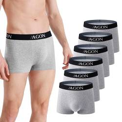 MA-GON Boxershorts Herren aus Baumwolle 6 er Pack Männer Unterhosen breiter Hosenbund weich und ohne Einschneiden Gr. L 6X Grau von MA-GON