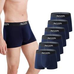 MA-GON Boxershorts Herren aus Baumwolle 6 er Pack Männer Unterhosen breiter Hosenbund weich und ohne Einschneiden Gr. M 6X Blau von MA-GON