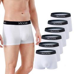 MA-GON Boxershorts Herren aus Baumwolle 6 er Pack Männer Unterhosen breiter Hosenbund weich und ohne Einschneiden Gr. M 6X Weiß von MA-GON