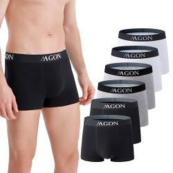 MA-GON Boxershorts Herren aus Baumwolle 6 er Pack Männer Unterhosen breiter Hosenbund weich und ohne Einschneiden Gr. XL 2X Schwarz + 2X Grau + 2X Weiß von MA-GON