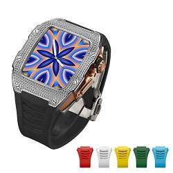 MAALYA Titanlegierungsset, fortschrittliche Karbonfaser-Hülle + 6-teiliges Armband für Apple Watch 45 mm, 44 mm, luxuriöse Diamant-Hülle für iWatch Serie 7, 6, 5, 4, SE, 44MM, Achat von MAALYA