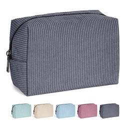 MAANGE Make up Tasche für Frauen Kleine Kosmetiktaschen Cord Schminktasche Reise Kosmetiktaschen mit Metall Reißverschluss Make up Tasche für Reisen (grau) von MAANGE