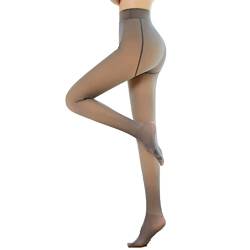 MAAYKOM Dicke Fleecegefütterte Damenstrumpfhose Winter Leggings Thermostrumpfhose Strumpfhose Hautfarben Transparent, Kaffee, 300g, -5℃-15℃ von MAAYKOM