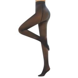 MAAYKOM Dicke Fleecegefütterte Damenstrumpfhose Winter Leggings Thermostrumpfhose Strumpfhose Hautfarben Transparent, Schwarz, 200g, 5℃-15℃ von MAAYKOM