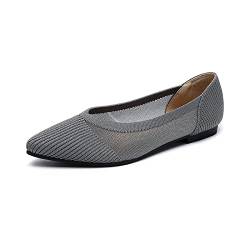 MACHSWON Ballerinas, flache Schuhe, gestrickt, Kleid, Schuhe, spitze Zehen, Slipper, Ballerina, Wanderschuhe, Pumps für Frauen, grau, 40 EU von MACHSWON