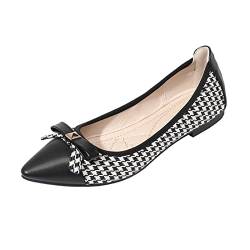 MACHSWON Damen Ballerina Flats Slip On Bow Tie Elegant Spitze Zehen Klassisch Bequem Ballettkleid Pumps, Schwarz 3, 39 EU von MACHSWON