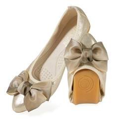 MACHSWON Damen Ballerinas, glitzernd, bequem, lässig, spitzer Zehenbereich, Schleifenknoten, Slipper, Hochzeit, Ballerina, elegante flache Schuhe für Damen, gold, 40.5 EU von MACHSWON