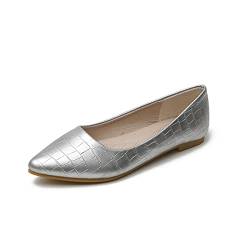 MACHSWON Damenschuhe, Ballettschuhe, flach, zum Reinschlüpfen, zum Reinschlüpfen, Ballerina, flache Schuhe, silber, 40 EU von MACHSWON