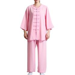 MACITA Frauen Tai Chi Kleidung Uniform für Übungen Kampfsport Qigong Kung Fu Wing Chun Praxis 3/4 -Ärmeln Performance Set Set Pink-M von MACITA