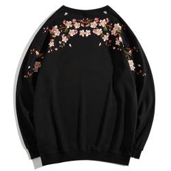 Pullover für Herren Womens Chinesische Stil Stickter Pullover Männer lose Jacke Reine Baumwolle - Pflaumen Bosom Black-L von MACITA