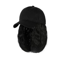 Haarersatzperücke Baseballkappe, kurze Perücke, lockiges synthetisches Baseballkappenhaar, natürliche schwarze Hutperücken, natürlich synthetisch, verstellbar Haarverlängerungen für Damen (Color : 10 von MACIUM