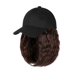 Haarersatzperücke Baseballkappe, kurze Perücke, lockiges synthetisches Baseballkappenhaar, natürliche schwarze Hutperücken, natürlich synthetisch, verstellbar Haarverlängerungen für Damen (Color : 7 von MACIUM
