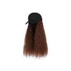 Haarersatzperücke Baseballkappen-Perücke, lange gerade Perücke mit Hut, Kunsthaar-Perücken, verstellbare Hut-Perücken Haarverlängerungen für Damen (Color : 18) von MACIUM