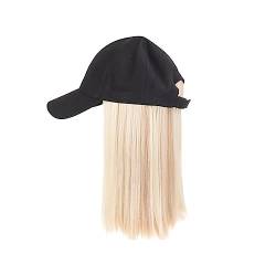 Haarersatzperücke Hut mit Perücke for Frauen, synthetische Haarverlängerungen, kurz, gerade, natürlich verbinden, Baseballkappe, verstellbare Perücke mit Kappe Haarverlängerungen für Damen (Color : 2 von MACIUM