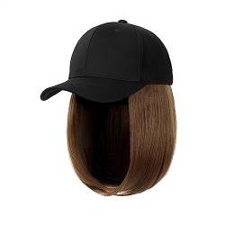 Haarersatzperücke Synthetische verstellbare schwarze Hut-Perücken, kurze Bob-Perücke, gerade Baseballkappe, nahtlose Verbindung, Haarverlängerungen for Frauen Haarverlängerungen für Damen (Color : 2 von MACIUM