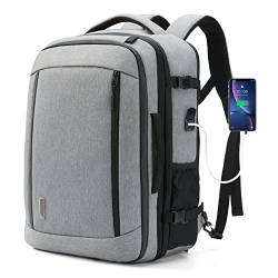 Reise-Rucksack mit abnehmbarer Laptoptasche, erweiterbarer Flugreiserucksack, Rucksack für Männer und Frauen, GRAU, Einheitsgröße, Laptop-Rucksack von MACWE