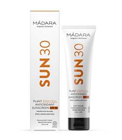MÁDARA Organic Skincare | Plant Stem Cell Antioxidant Body Sunscreen SPF30-100ml, Breites Spektrum UVA/UVB Schutz, Mit Stammzellen vom Nördlichen Drachenkopf, Seidige gleitende Textur von MÁDARA