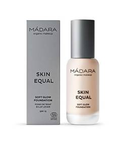MÁDARA Organic Skincare | Skin Equal Soft Glow Foundation SPF15#10 PORCELAIN - 30ml, Leichte Mineralfoundation, Longwear, Natürlich strahlendes Hautfinish und regulierbare Deckkraft, Vegan von MÁDARA
